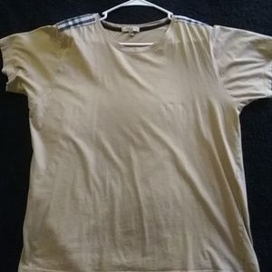 Burberry M/L 100%cotton tan short sleeve shirt